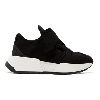 Shop Mm6 Maison Margiela Ssense Exclusive Black Bow Flare Sneakers In 965blkdgblk