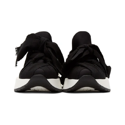 Shop Mm6 Maison Margiela Ssense Exclusive Black Bow Flare Sneakers In 965blkdgblk