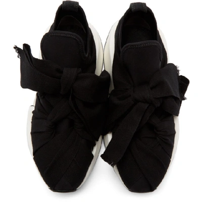 Shop Mm6 Maison Margiela Ssense Exclusive Black Bow Flare Sneakers In 965blkdgblk