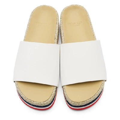 Shop Moncler White Evelyne Slides In 001 White