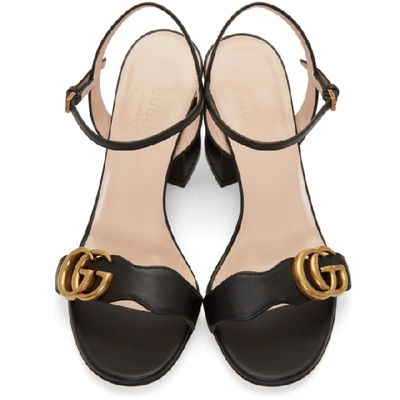 Shop Gucci Black Gg Heeled Sandals In 1000 Black