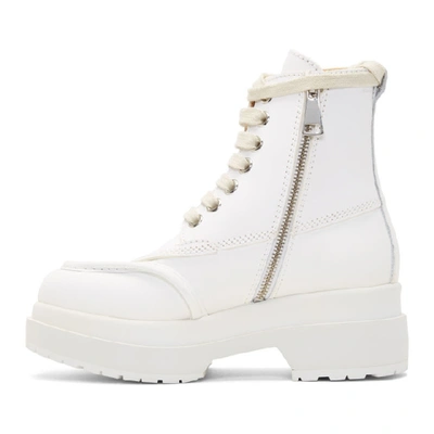 Shop Mm6 Maison Margiela White Mid-calf Combat Boots In T1002 Br Wh