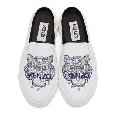 Shop Kenzo White Tiger K-skate Slip-on Sneakers In 01 - White