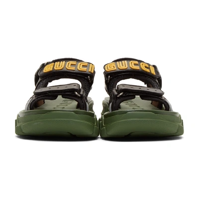 Shop Gucci Black And Green Aguru Chunky Sandals In 1065 Black