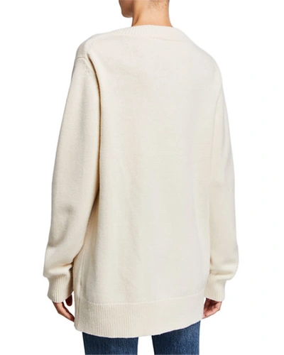 Shop Co Wool-cashmere V-neck Boyfriend Sweater In Ivory