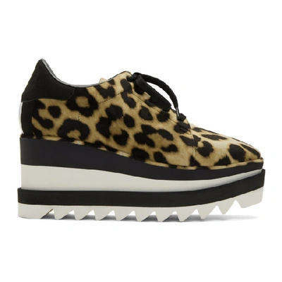 Shop Stella Mccartney Tan And Black Leopard Elyse Sneakers In 9893 Tan/bk