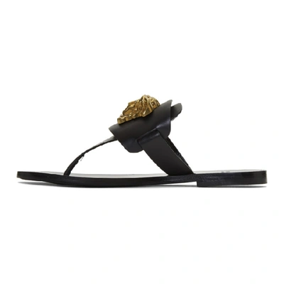 Shop Versace Black Palazzo Thong Sandals