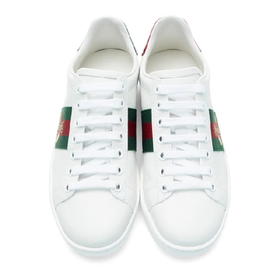 Shop Gucci White New Ace Sneakers In White Trim: Ayers Snakeskin.
