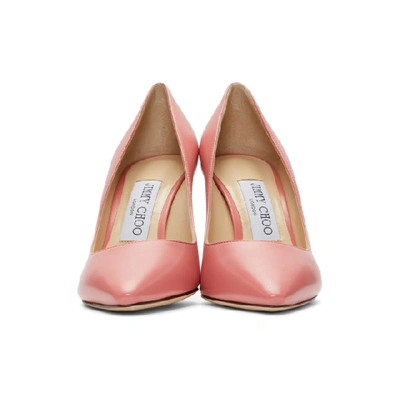 Shop Jimmy Choo Pink Leather Romy 85 Heels In Candyfloss