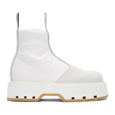 Shop Mm6 Maison Margiela White Pull On Ankle Boots In H7418 White