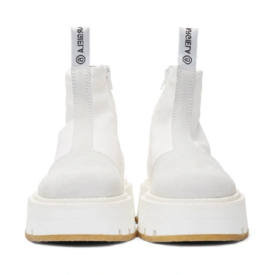 Shop Mm6 Maison Margiela White Pull On Ankle Boots In H7418 White