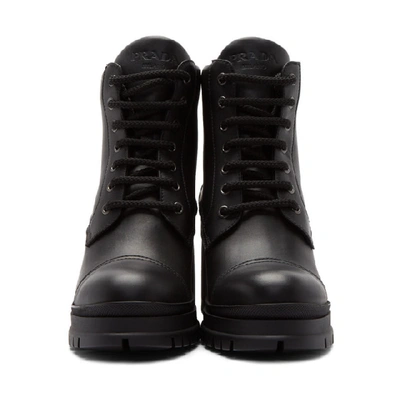 Shop Prada Black Heeled Combat Boots