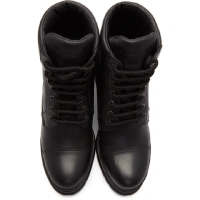 Shop Prada Black Heeled Combat Boots