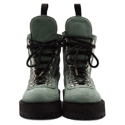 Shop Off-white Green Suede Hiking Boots