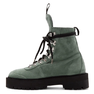 Shop Off-white Green Suede Hiking Boots