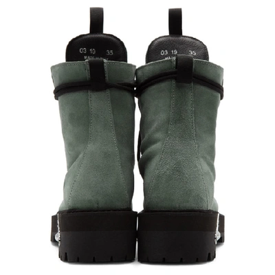 Shop Off-white Green Suede Hiking Boots