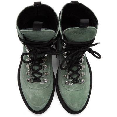 Shop Off-white Green Suede Hiking Boots