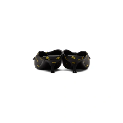 Shop Balenciaga Black & Yellow Satin Bb Knife Mules