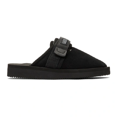 Shop Suicoke Black Sherpa Zavo Loafers