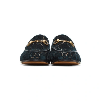 Shop Gucci Blue Velvet Gg New Jordaan Loafers In 4280 Blue