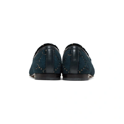 Shop Gucci Blue Velvet Gg New Jordaan Loafers In 4280 Blue