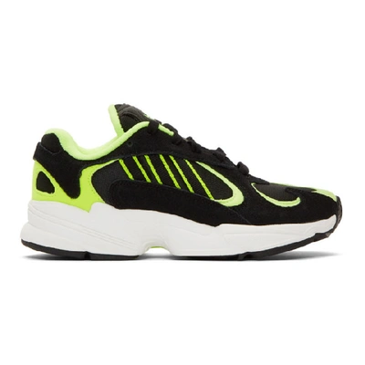 Shop Adidas Originals Black And Yellow Yung-1 Sneakers In Core Black/