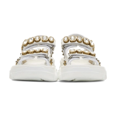 Shop Gucci White Crystal Aguru Chunky Sandals In 9014 White