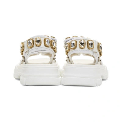 Shop Gucci White Crystal Aguru Chunky Sandals In 9014 White