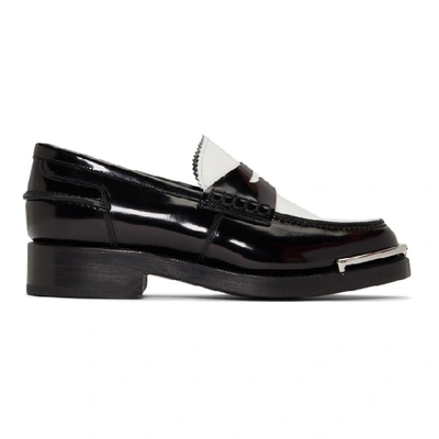 Shop Alexander Wang Black And White Carter Loafers In 995 Blk/wht