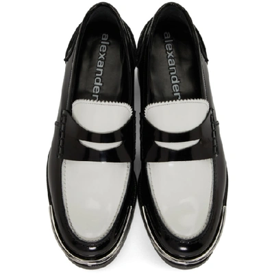 Shop Alexander Wang Black And White Carter Loafers In 995 Blk/wht