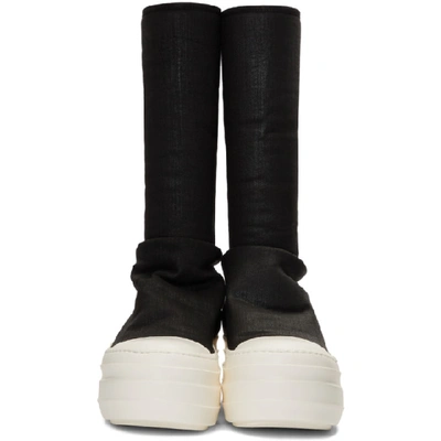Shop Rick Owens Drkshdw Black Double Bumper Sock Sneaker Boots In 99 Black