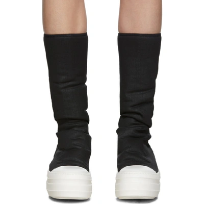 Shop Rick Owens Drkshdw Black Double Bumper Sock Sneaker Boots In 99 Black