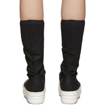 Shop Rick Owens Drkshdw Black Double Bumper Sock Sneaker Boots In 99 Black