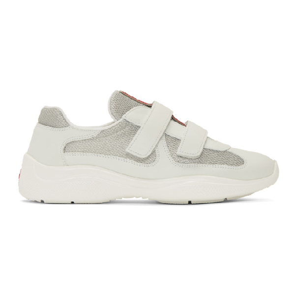 womens silver prada sneakers