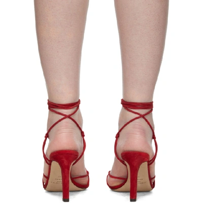 Shop Jimmy Choo Red Suede Tao 85 Sandals