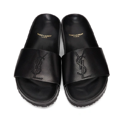 Shop Saint Laurent Black Jimmy Slides In 1000 Black