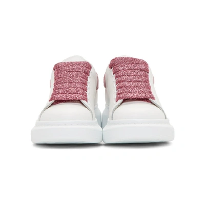 Shop Alexander Mcqueen White And Pink Glitter Oversized Sneakers In 9386 Wt/ros
