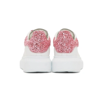 Shop Alexander Mcqueen White And Pink Glitter Oversized Sneakers In 9386 Wt/ros