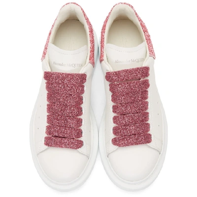 Shop Alexander Mcqueen White And Pink Glitter Oversized Sneakers In 9386 Wt/ros