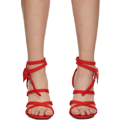 Shop Off-white Orange Satin Zip Tie Sandals