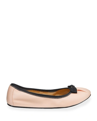 Shop Ferragamo My Joy Bow Ballet Flats In Bon Bon