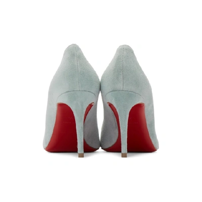 Shop Christian Louboutin Blue Suede Kate Heels In S148 Silv/g