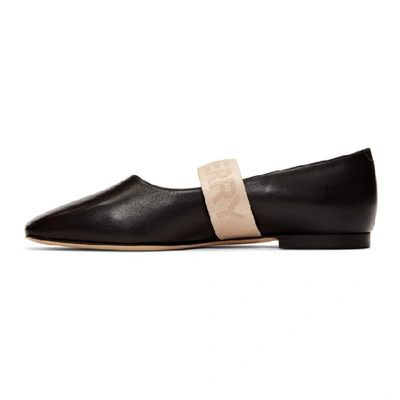 Shop Burberry Black Pennine Logo Flats