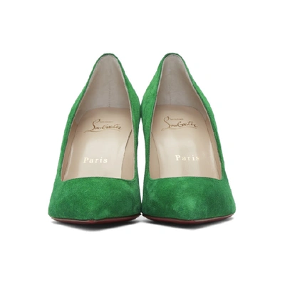 Shop Christian Louboutin Green Velour Suede Kate 85 Heels In E260 Irish*