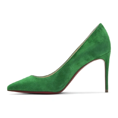 Shop Christian Louboutin Green Velour Suede Kate 85 Heels In E260 Irish*