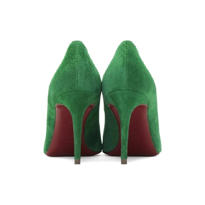 Shop Christian Louboutin Green Velour Suede Kate 85 Heels In E260 Irish*