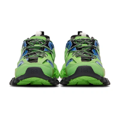 Shop Balenciaga Green And Blue Track Runner Sneakers In 4078 Blue G
