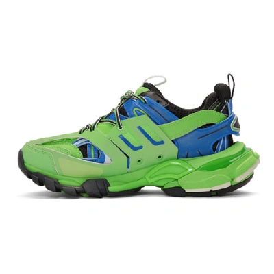 Shop Balenciaga Green And Blue Track Runner Sneakers In 4078 Blue G