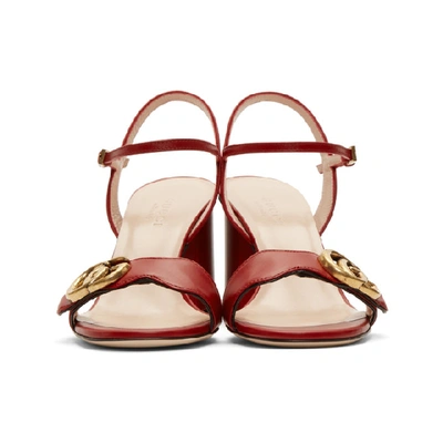 Shop Gucci Red Marmont Heeled Sandals