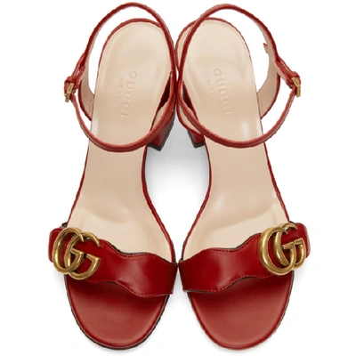 Shop Gucci Red Marmont Heeled Sandals